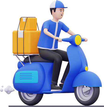 3d Delivery man delivering product illustration